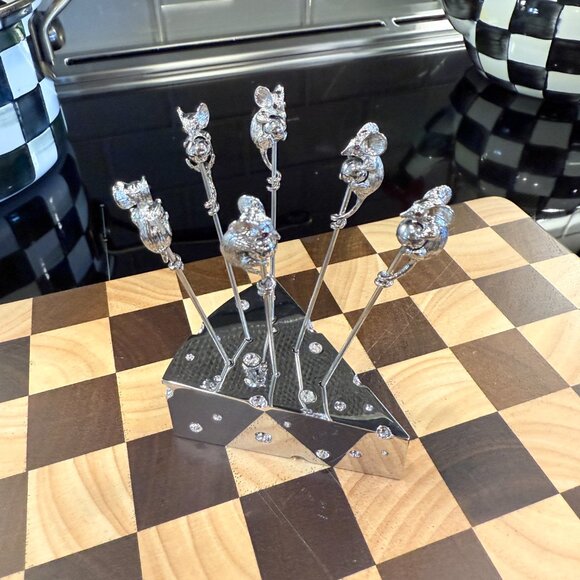 Mouse and Cheese Cocktail Picks with Cheese Holder Stainless - Picture 5 of 16